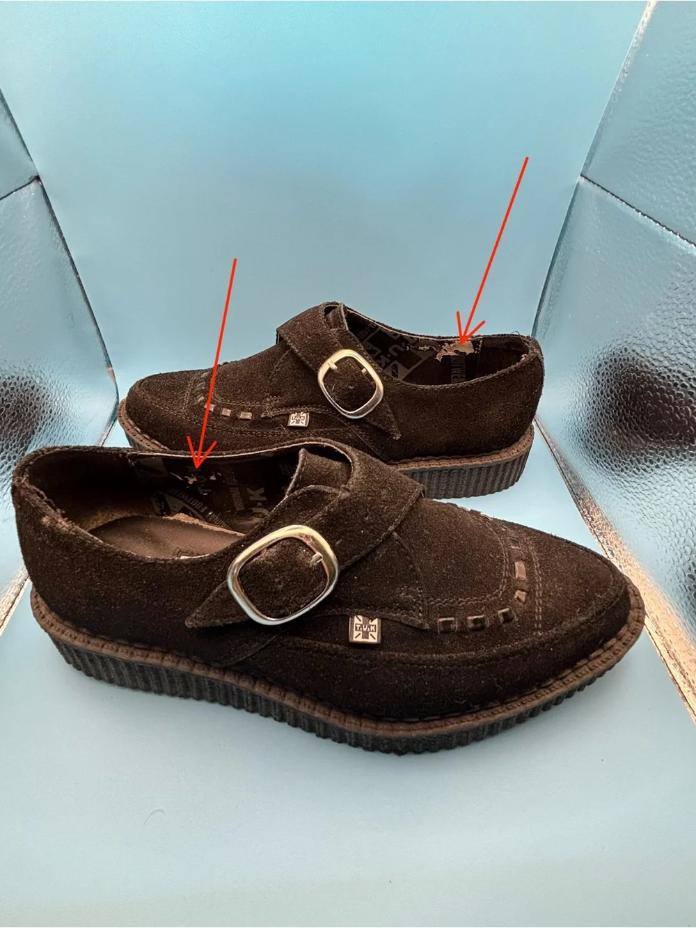 T.U.K  Suede Pointed Black Single Monk Strap Loafers